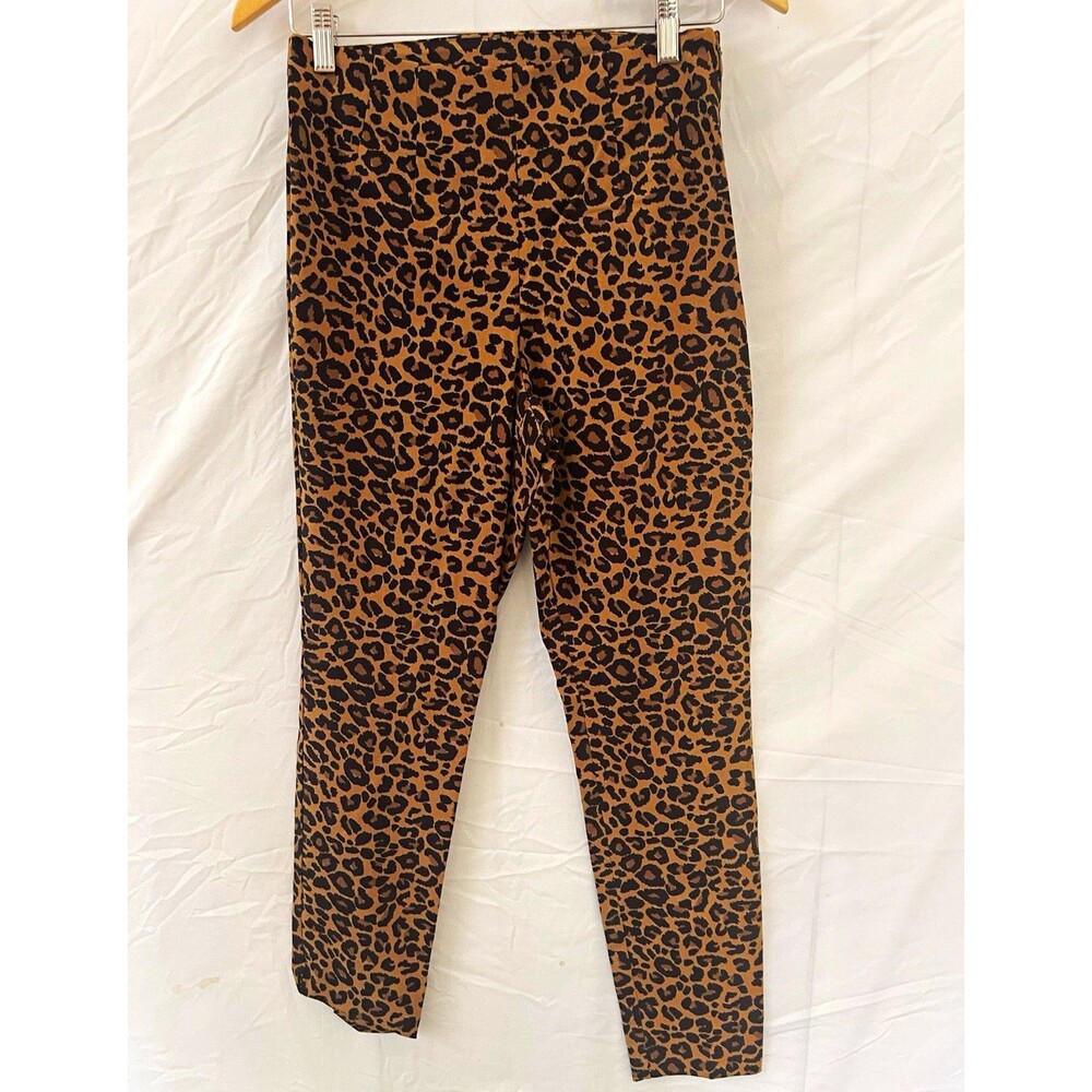 Time And Tru Leopard Print Ankle Leggings Stretch Elastic Waist Brown/Black 8
